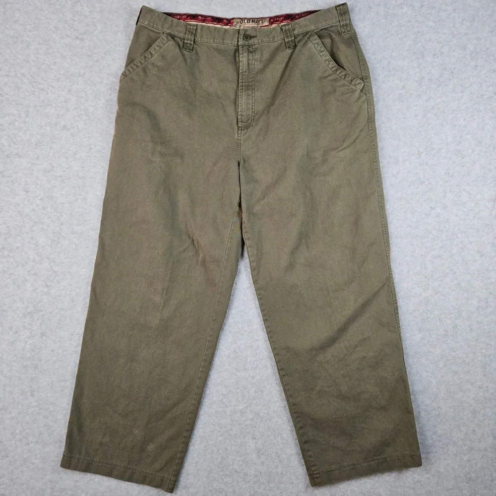 Old Navy Mens 38x34‎ Olive Green Pants Wide Leg Y2K Utility SP-2002 (Fits 38x30)
